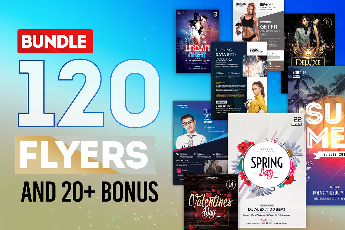 MEGA BUNDLE: 100+ Flyers Templates, a Flyer Template by PixelsDesign (Photo 1 of 15)