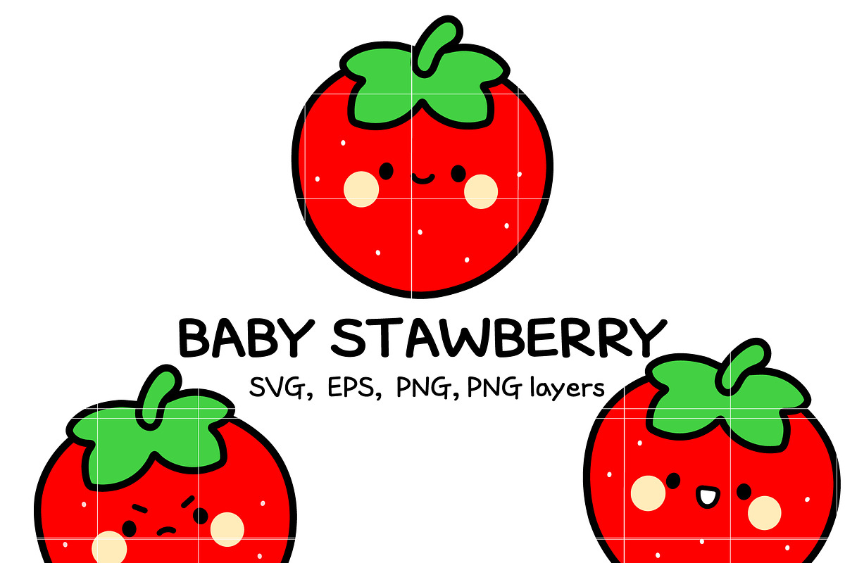 Cute Baby Strawberry SVG Bundle, an Illustration by TheHitShop (Photo 1 of 10)