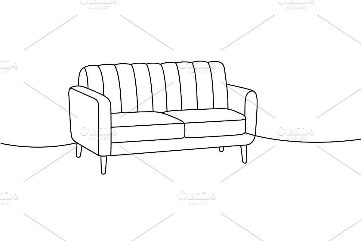 Modern two-seater sofa in clean line, an Object Illustration by GraphiShop