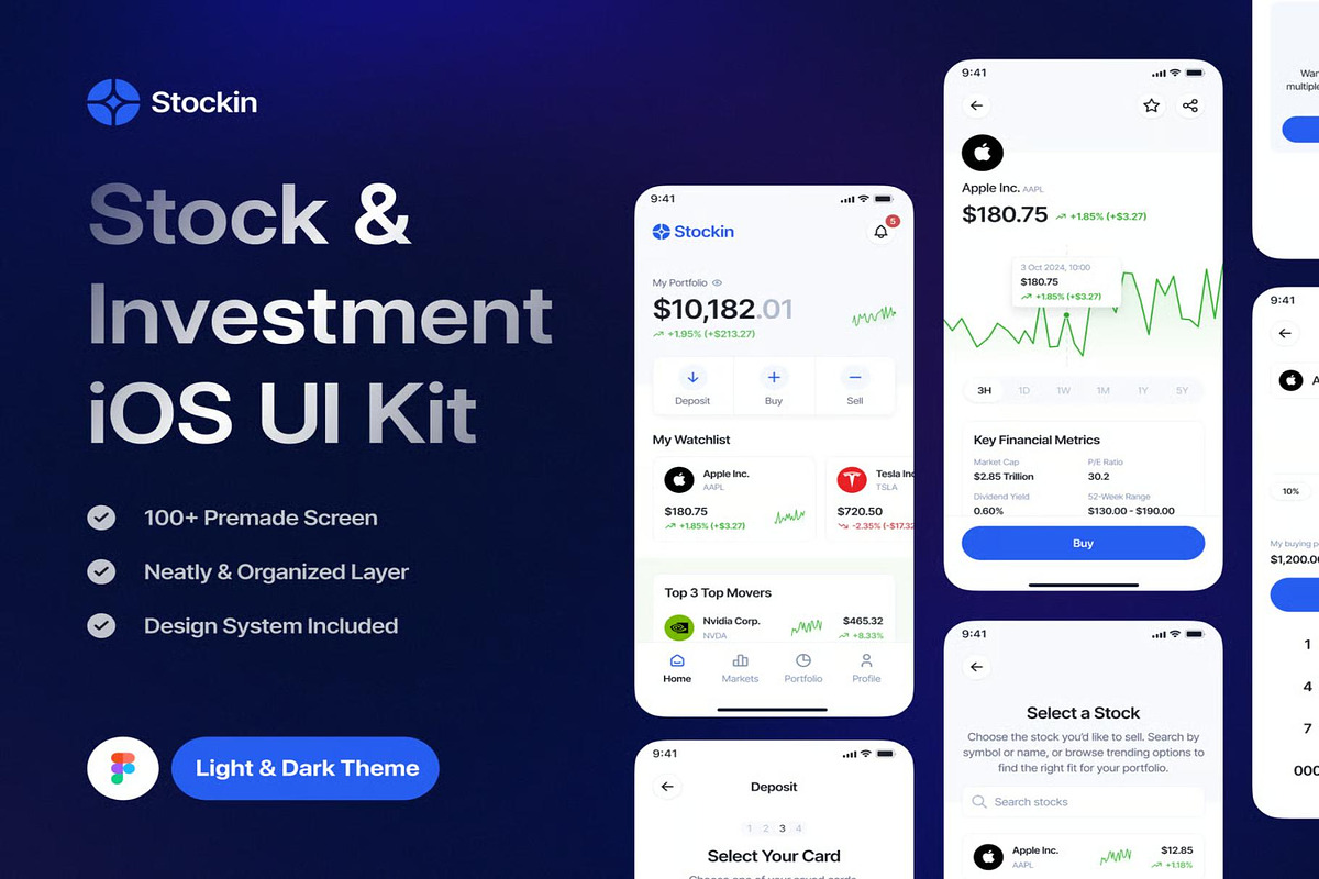 Stockin Stock Investment App UI Kit, an UI Kit Template by Lumina_ui_ux202 (Photo 1 of 6)