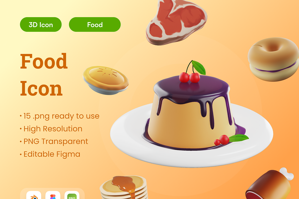 Food 3D Illustration, a Food & Drink 3D Model by Vektora Studio (Photo 1 of 6)
