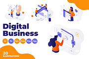 20 Digital Business Illustrations, a Person Illustration by Andrew Kras Design (Thumbnail 1 of 2)