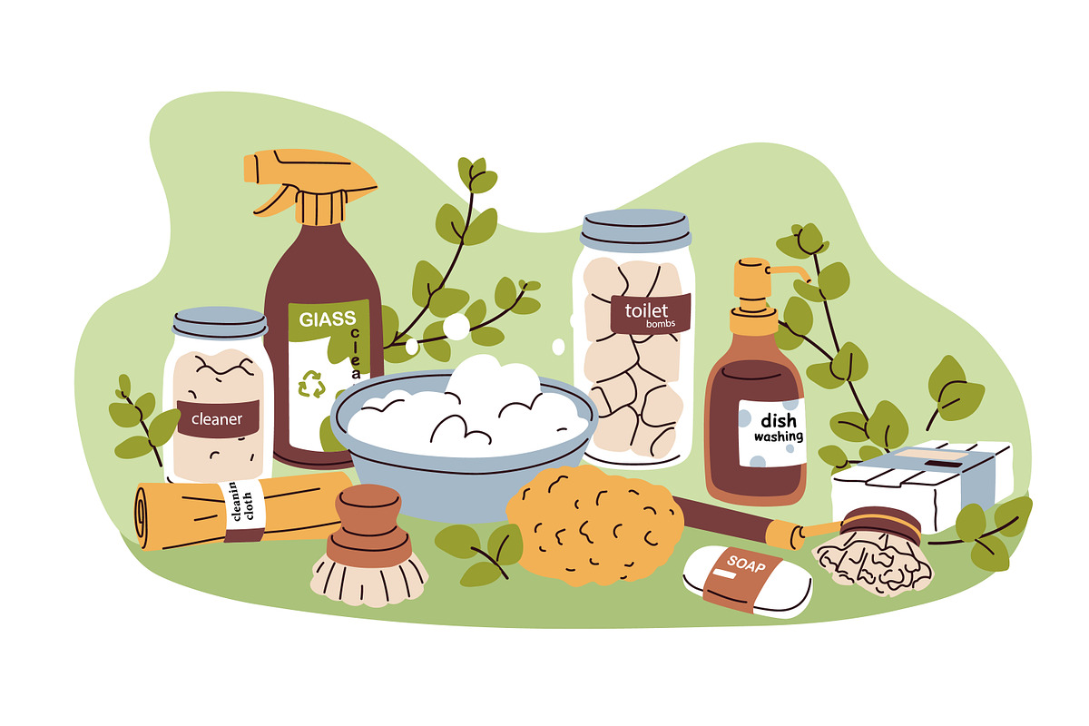Eco-friendly cleaning products set, an Object Illustration by Good Studio (Photo 8 of 10)