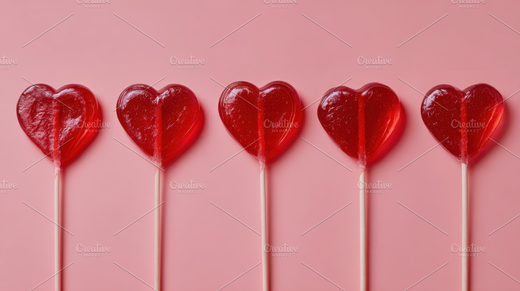 Pink heart lollipops, a Photo by Beautiful things