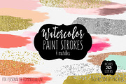 Watercolor & Metallics Brush Strokes, a Texture Graphic by ClipartBrat Graphics (Thumbnail 1 of 2)