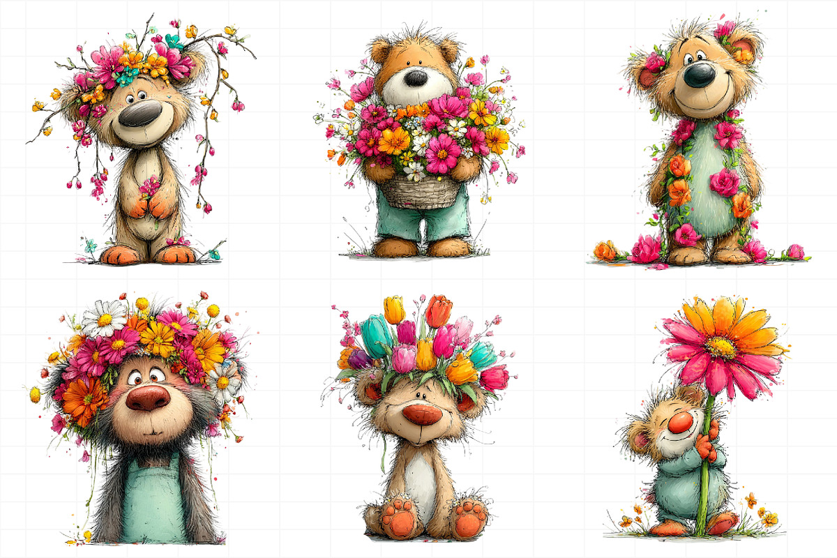 Floral Spring Teddy Bear Clipart, an Illustration by Daily.Designs (Photo 6 of 8)