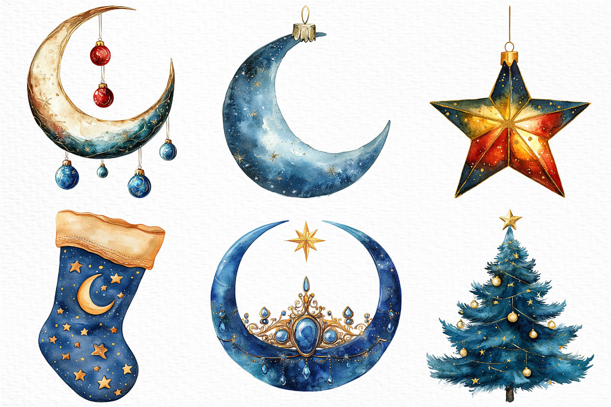 Celestial Christmas Clipart, an Illustration by Craft Nest (Photo 4 of 6)