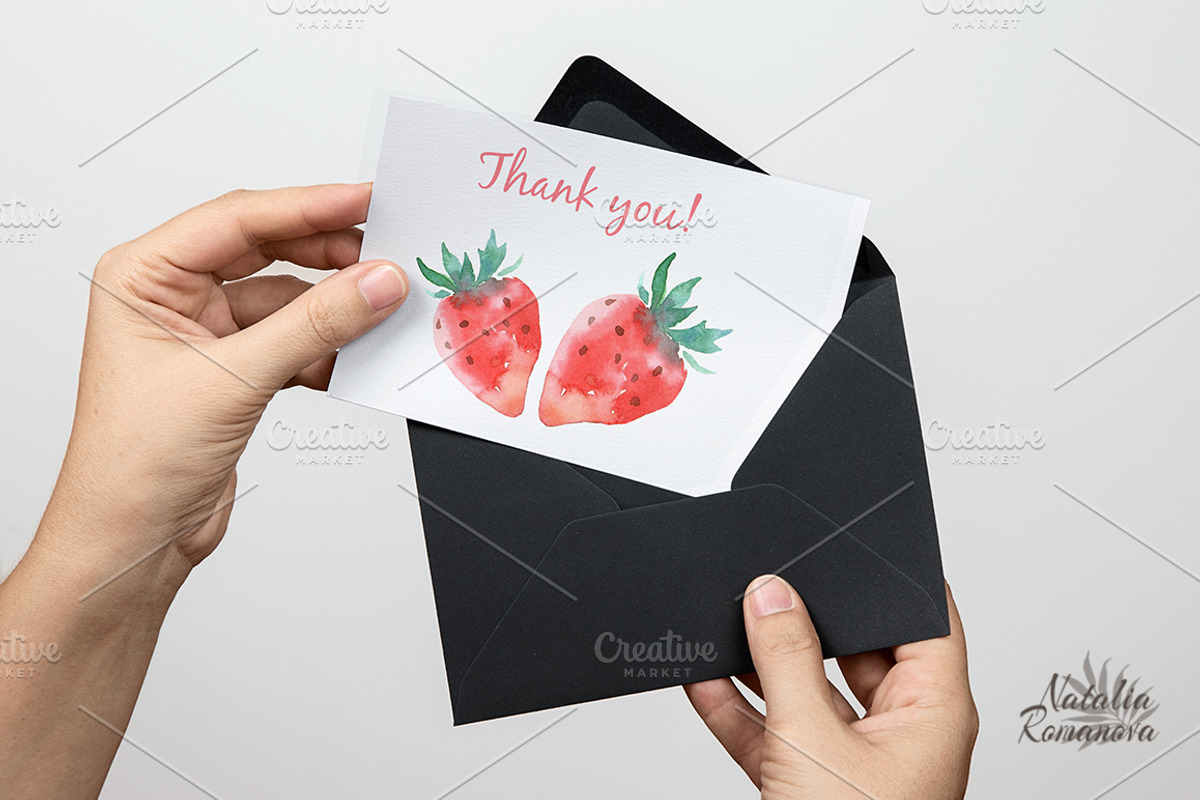 Strawberry watercolor design, an Illustration by BrushArtDesigns (Photo 7 of 7)