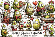 Quirky Valentine's Avocado Clipart, an Illustration by OK Design (Thumbnail 1 of 6)