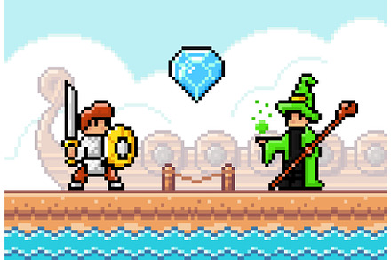 Pixel art style, characters in game, an Object Illustration by TopVector