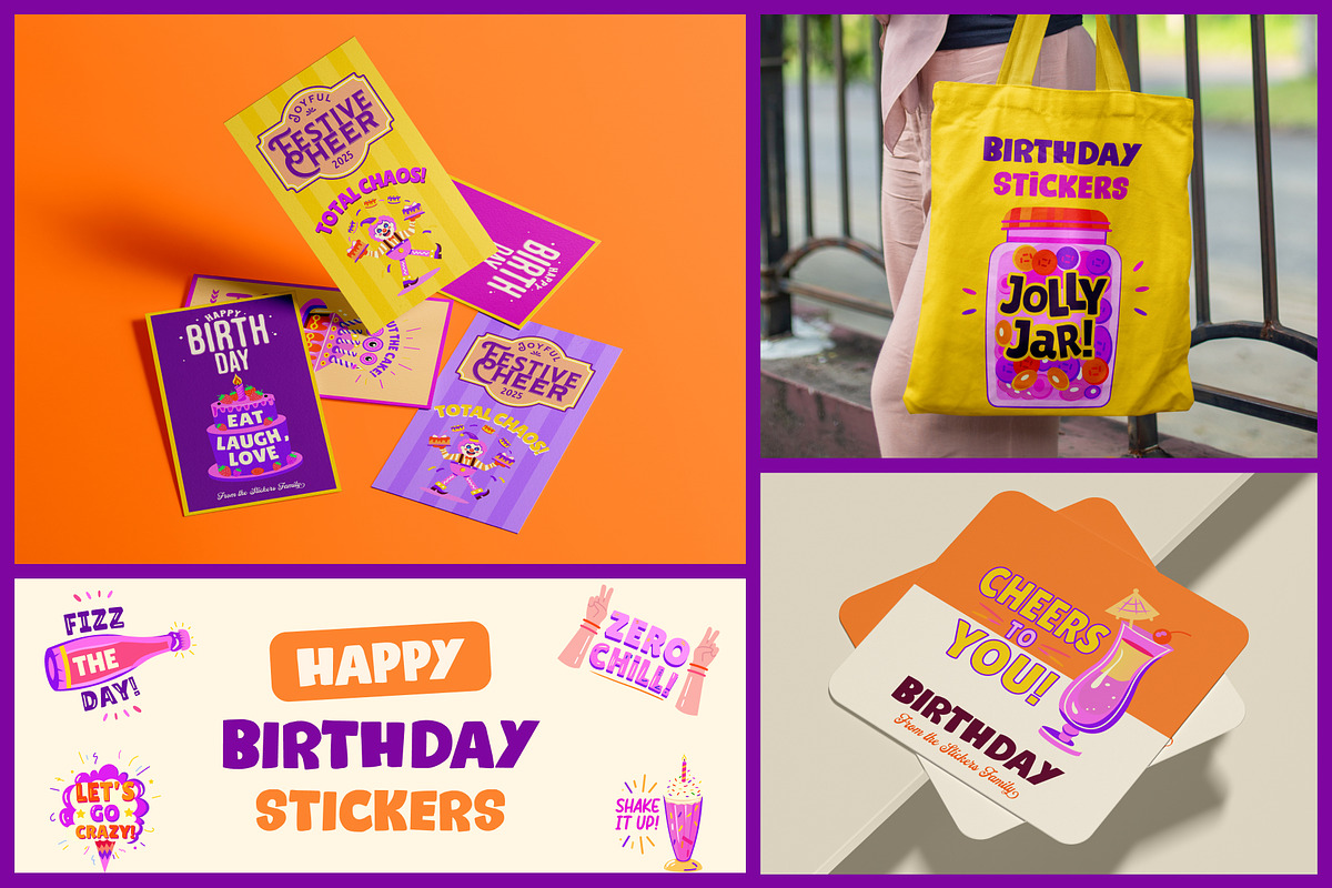 Birthday Sticker Set, an Emoji Icon by Brickclay (Photo 3 of 8)