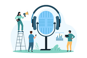 Listen audio online design, a Person Illustration by Flashvector