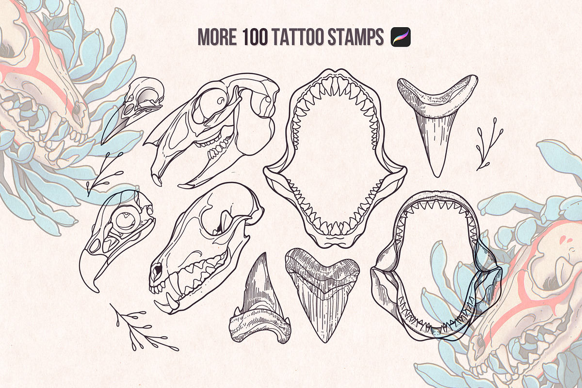 Procreate Stamps Bundle Tattoo, a Brush Add-On by InkPrintsTattoo (Photo 5 of 10)