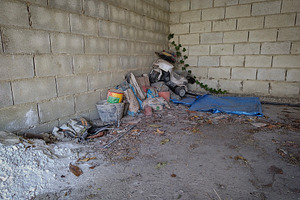 Abandoned shelter in neglected urban corner, a Background Photo by DanFLCreativo