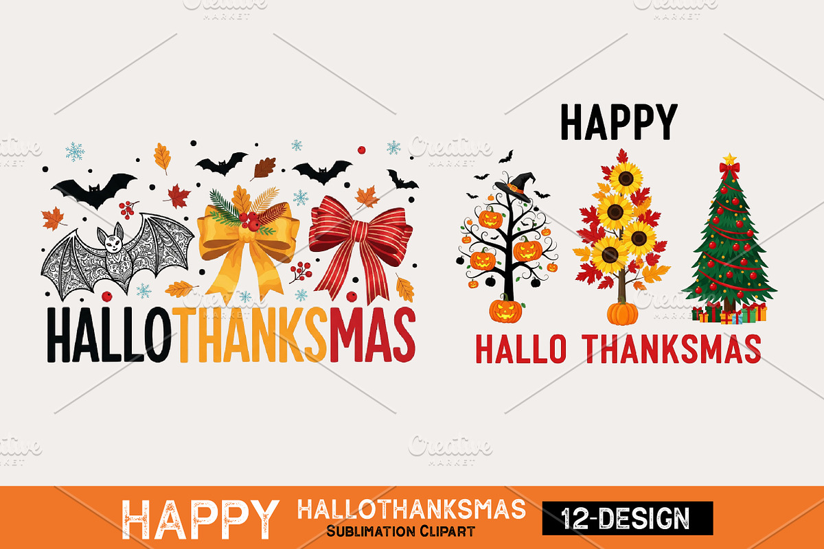 Happy HalloThankSmas, Bundle Clipart, an Illustration by CreationArt (Photo 3 of 3)