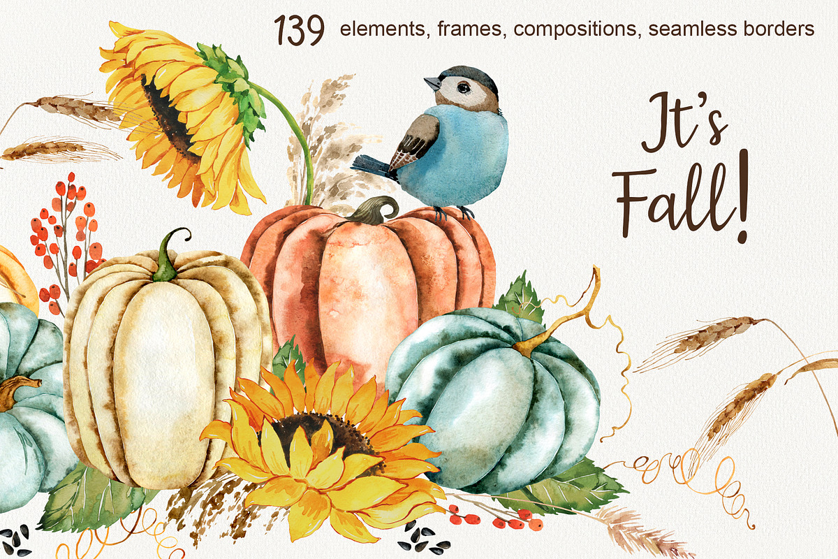 Fall Pumpkin, Corn and Pampas Grass, a Food Illustration by TanyaOak (Photo 1 of 10)