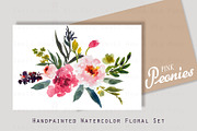 Pink Peonies-Watercolor Clip Art, an Illustration by SmallHouseBigPony (Thumbnail 2 of 4)