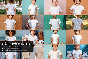 White Kids Tshirt Mockups Bundle