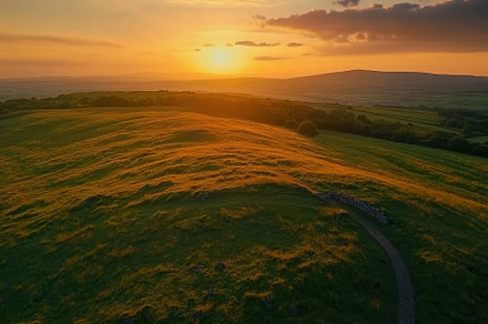 Sunset glow casts a warm light over, a Photo by Iftikhar Alam