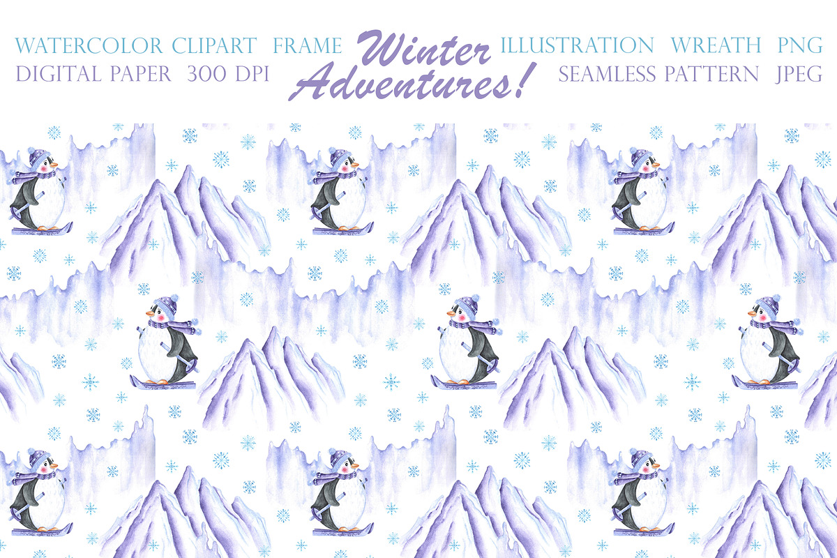 Winter adventures watercolor set., a Seasonal Illustration by SabinaWatercolorArt (Photo 17 of 17)