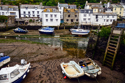 Boats in Polperro harbor, Cornwall