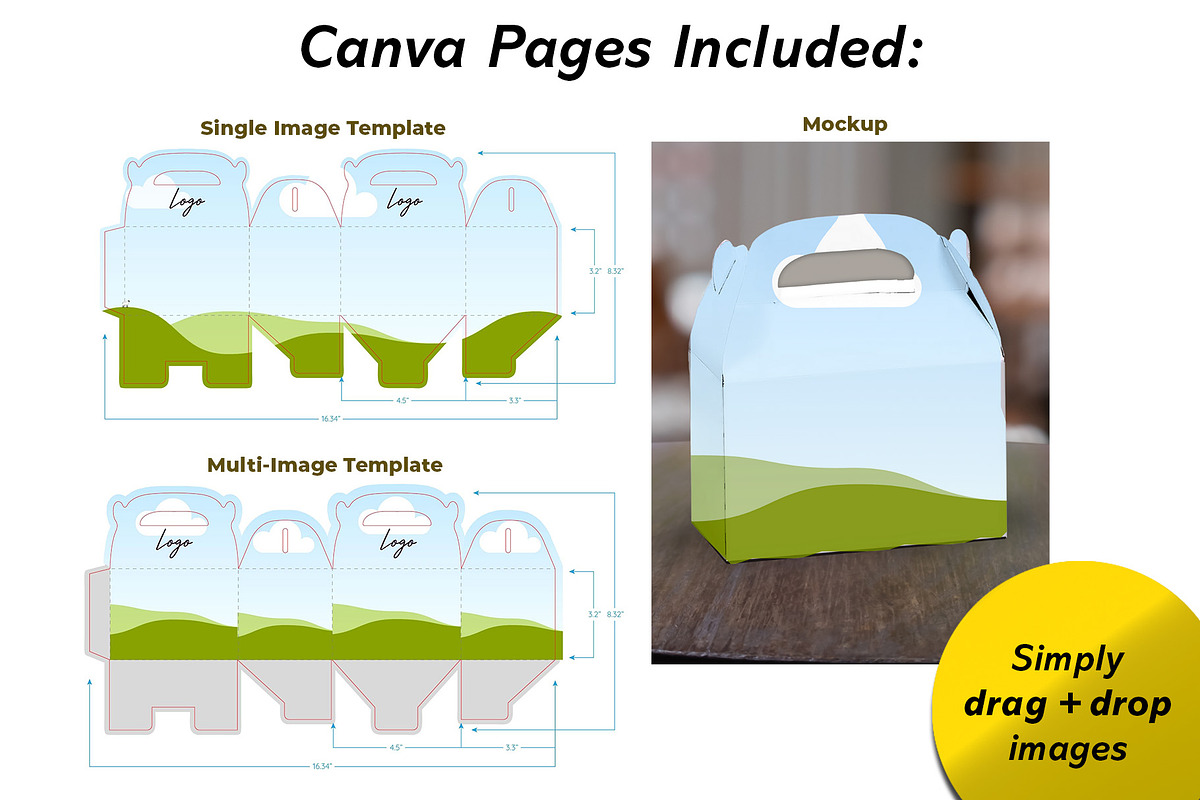 Gable Box Mockup + Template, a Packaging Mockup by Korner (Photo 3 of 12)