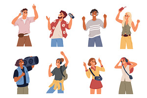 People with headphones and speakers, a Person Illustration by YummyBuum