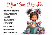 Whimsical Christmas Girl Clipart, a Seasonal Illustration by fashionaddict (Thumbnail 6 of 7)
