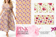Watercolor clip art set Pink Flowers, a Decorative Illustration by RushkinaAntonina (Thumbnail 5 of 7)