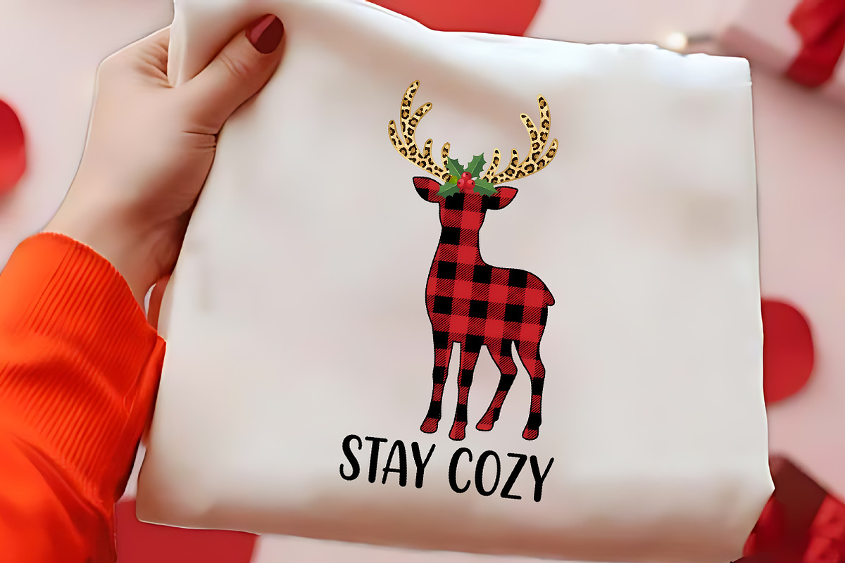 Stay Cozy Christmas Reindeer PNG Art, a Seasonal Illustration by CrexoraLab (Photo 2 of 4)