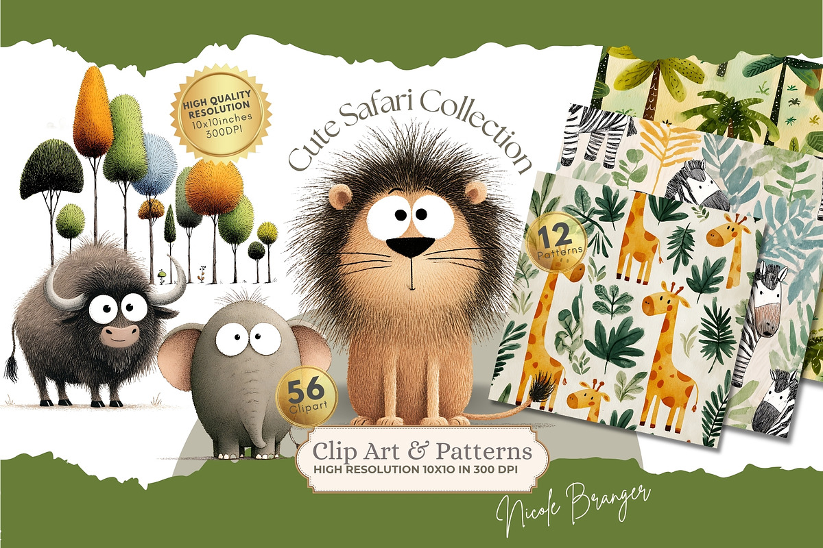 Watercolor Baby Safari Jungle Animal, an Animal Illustration by Nicole Branger Art (Photo 1 of 22)
