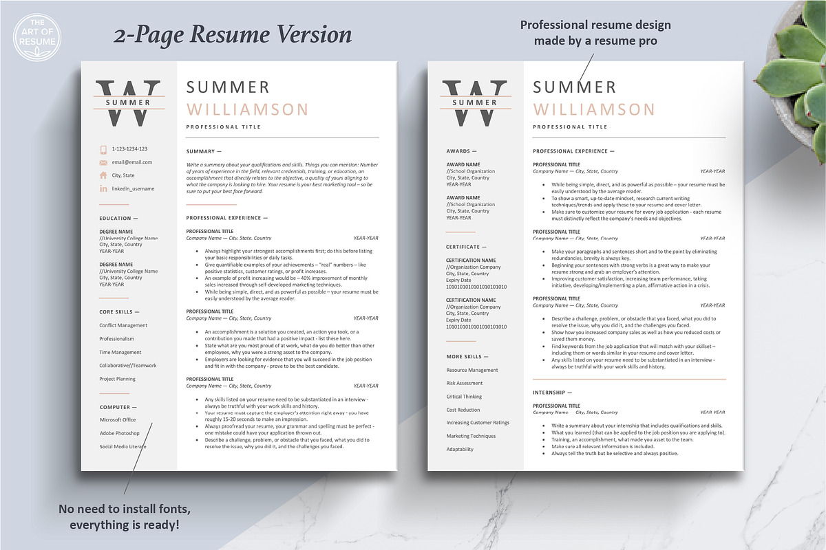 Modern Resume Template | CV Design, a Resume Template by The Art of Resume (Photo 4 of 8)