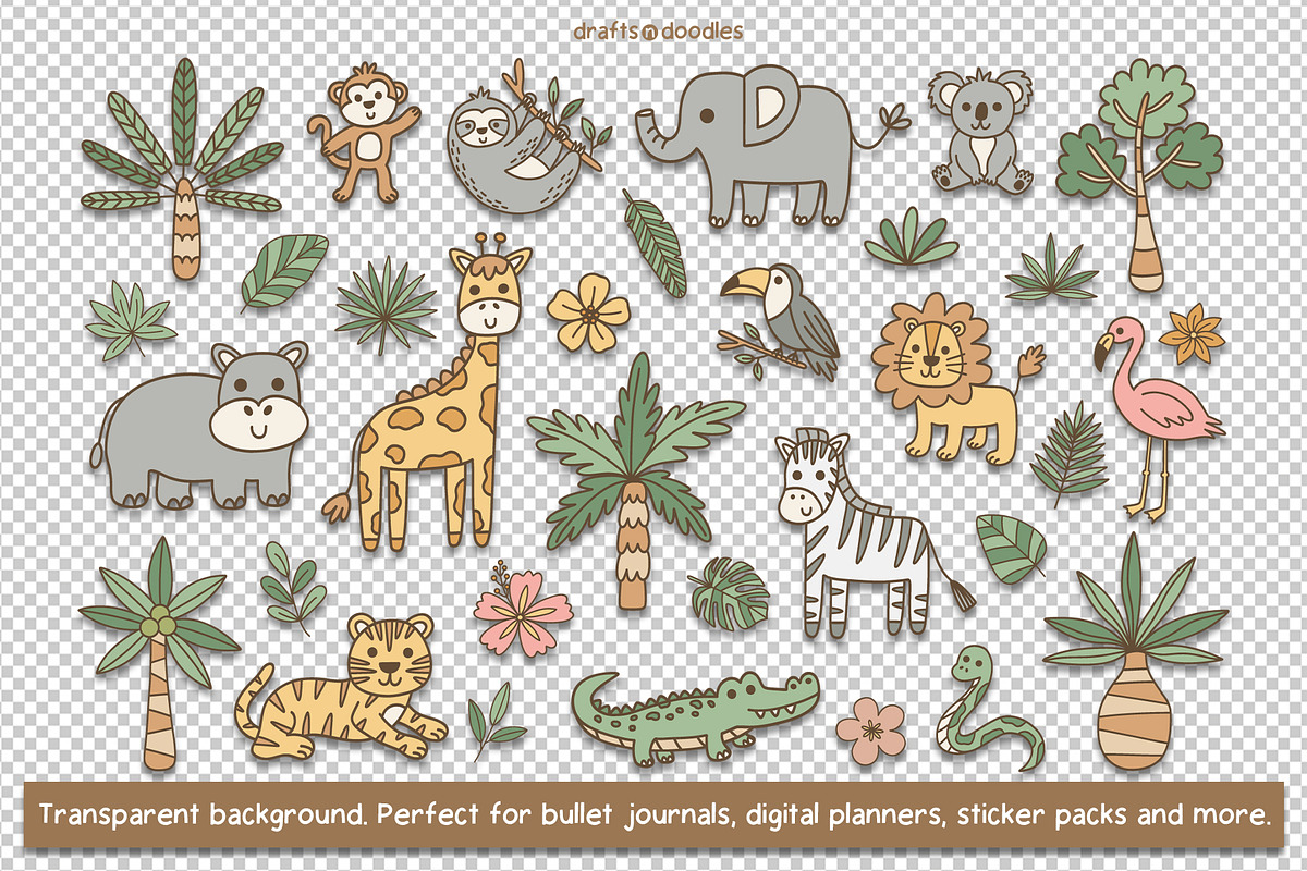 Jungle Safari Clipart and Patterns, a Pattern Graphic by Drafts n Doodles (Photo 3 of 12)