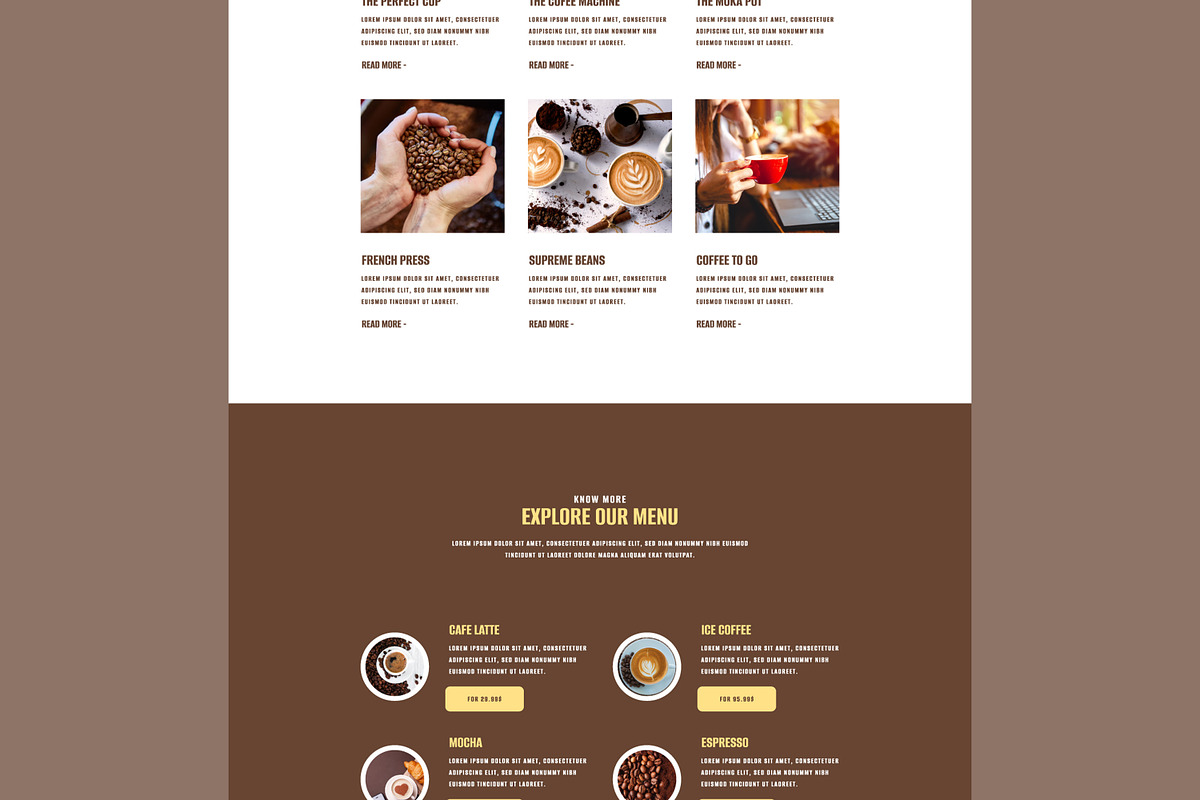 Coffee Shop Landing Page, a Landing Page Template by MightyDesign (Photo 2 of 8)