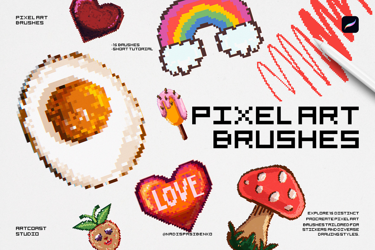 Pixel Art Procreate Brushes, a Brush Add-On by Spasibenko Art (Photo 3 of 7)