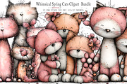 Whimsical Spring Cats Clipart Bundle, an Illustration by GatewayDesign (Thumbnail 1 of 3)