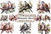 Watercolor Romantic Dove clipart PNG, a Seasonal Illustration by Craft Nest (Thumbnail 1 of 5)