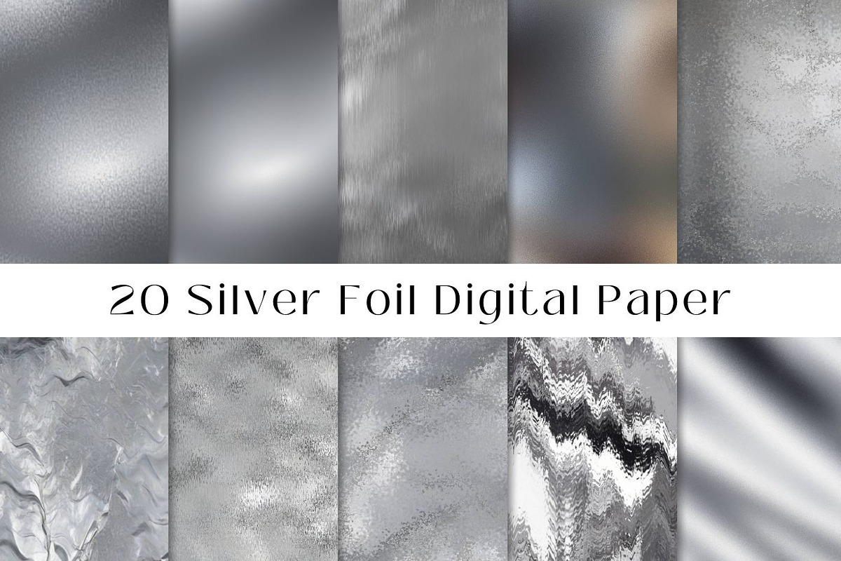 20 Silver Foil Metallic Textures, a Texture Graphic by UniqueMe (Photo 1 of 12)