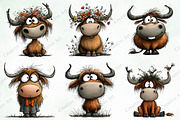 Whimsical Highland Cow Clipart, an Illustration by Creative Art (Thumbnail 3 of 10)