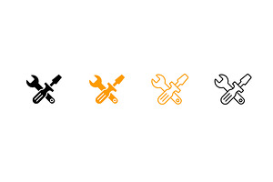 Diverse wrench and screwdriver icon, an Object Illustration by skripnikbb