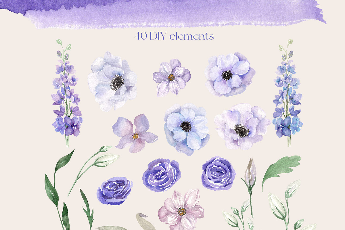 Dusk Purple. Very Peri Flowers 2022, a Decorative Illustration by Catch the Dream Art (Photo 5 of 22)
