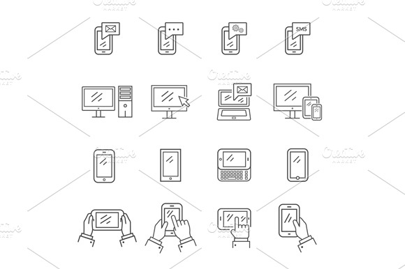 Icons Modern Technology Communicatio