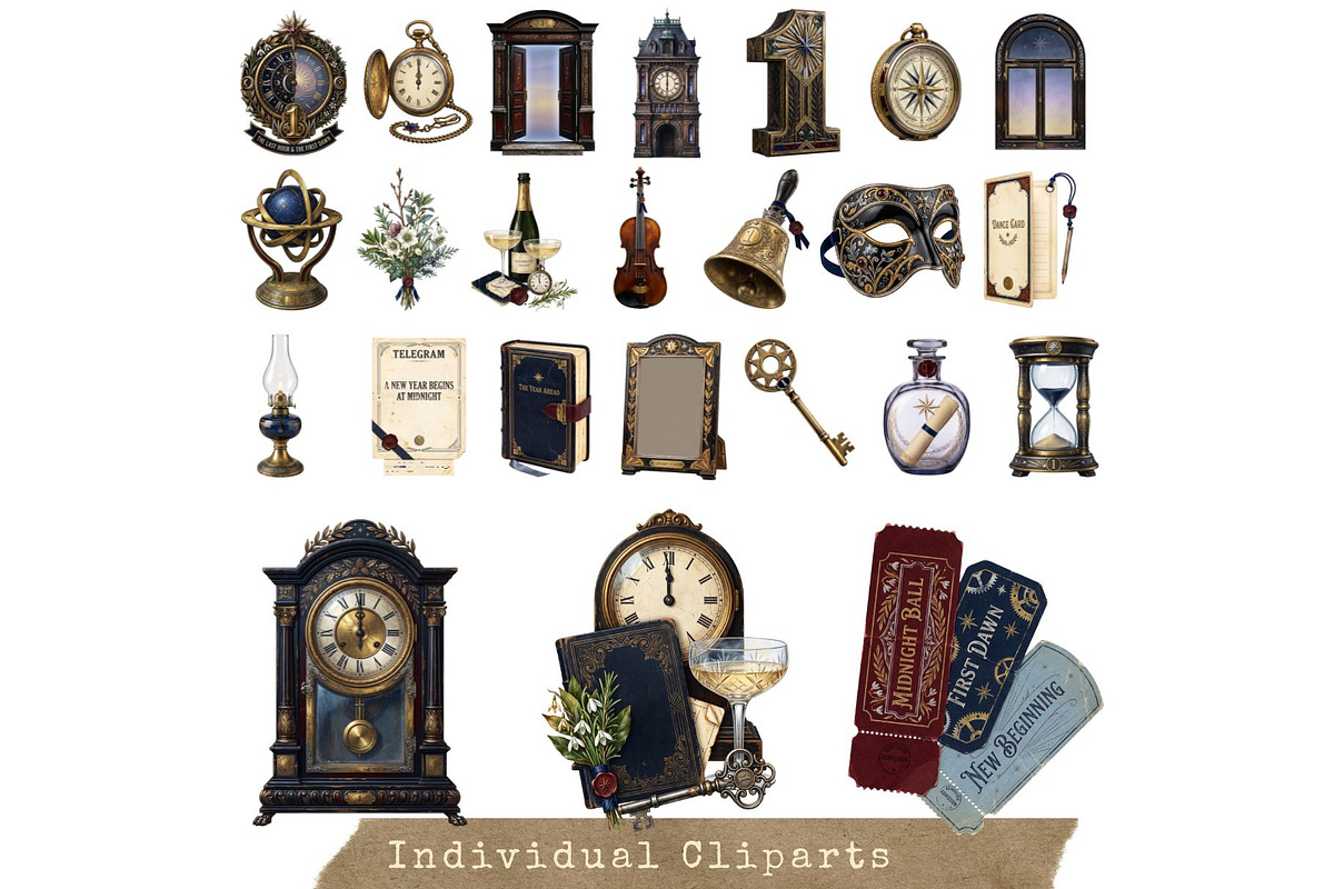 The Last Hour Vintage New Year Kit, a Seasonal Illustration by ThatsDesignArt (Photo 17 of 19)