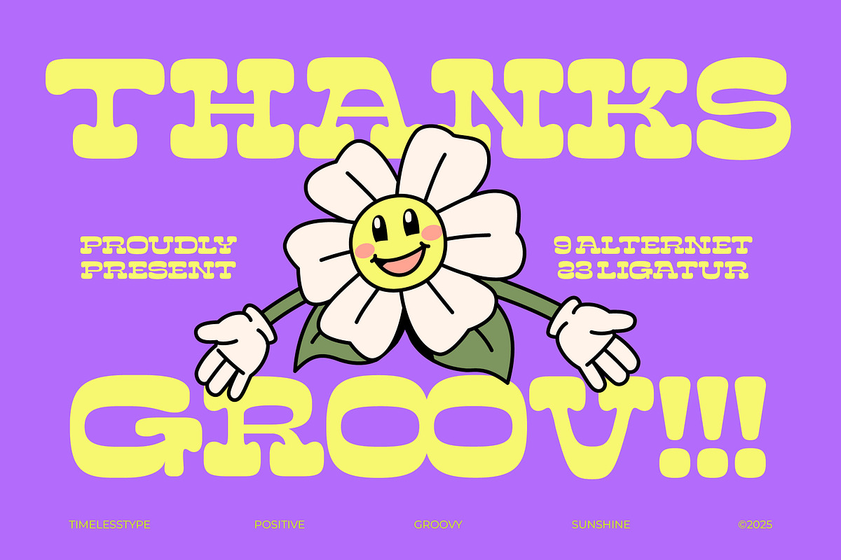 Sunny Groovy Retro Display Font, a Serif Font by timelesstype.co (Photo 20 of 20)
