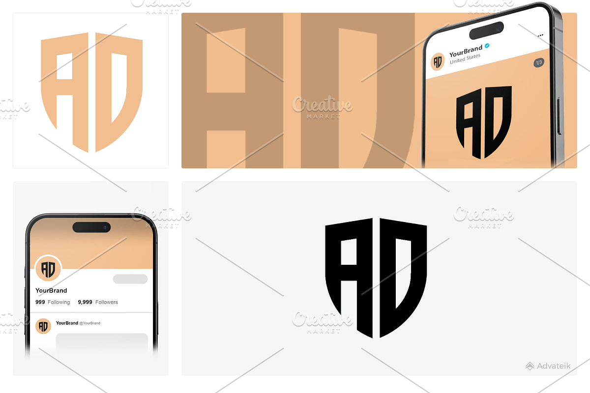 AD Letter Logo Template, a Branding & Logo Template by Advateik ™ (Photo 4 of 4)