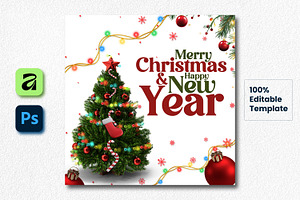 Merry Christmas New Year Post, a Social Media Template by creative-mint