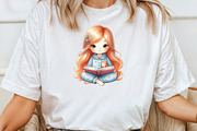 Cute Little Girl Reading Clipart, an Illustration by CraftArtStudio (Thumbnail 4 of 6)