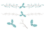 Vintage Blue Holly Vectors & Papers, an Illustration by Amanda Ilkov (Thumbnail 4 of 5)