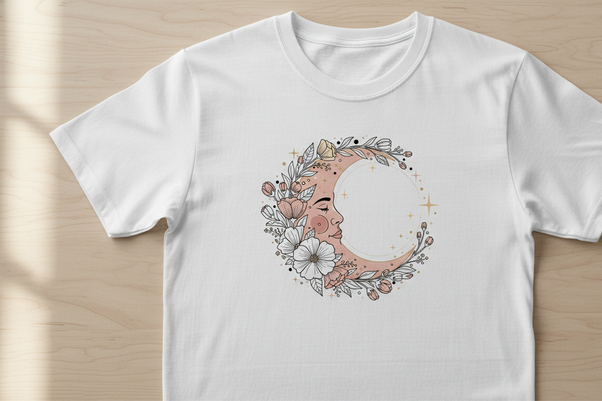 Boho Celestial Moon Face Floral, a Person Illustration by Designer_Momina (Photo 5 of 5)