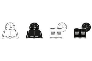 Open Book With Clock Icons, an Object Illustration by Gentle Studio
